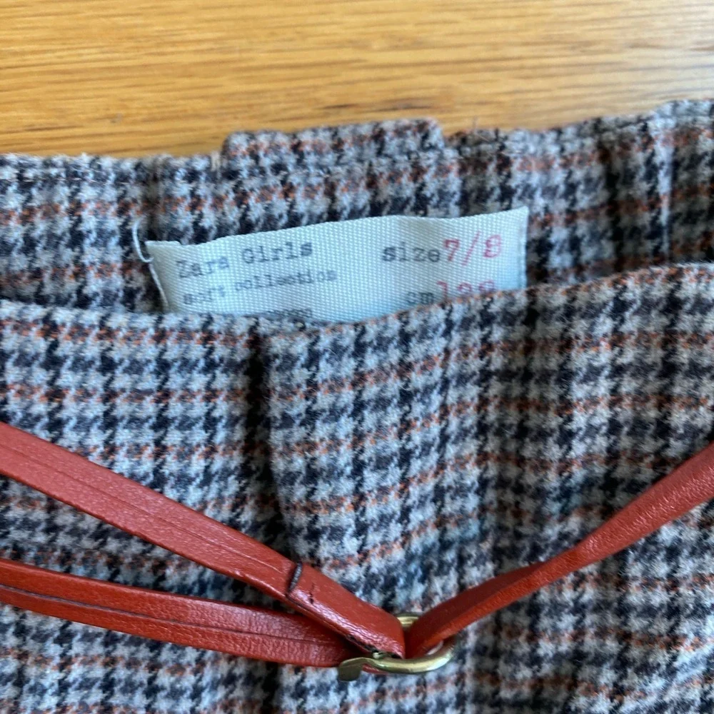 ZARA Girls Spain tweed belt shorts bottoms 7/8